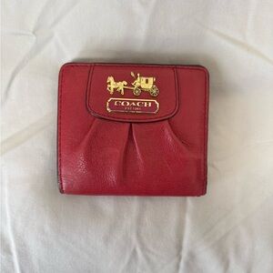 Coach Small Red Leather Bifold Wallet